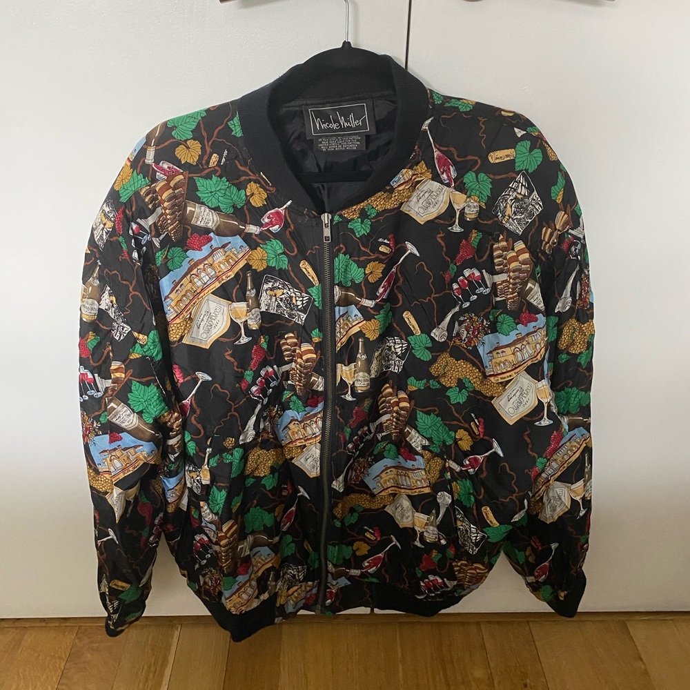 VINTAGE 1994 Nicole Miller Silk Bomber Jacket